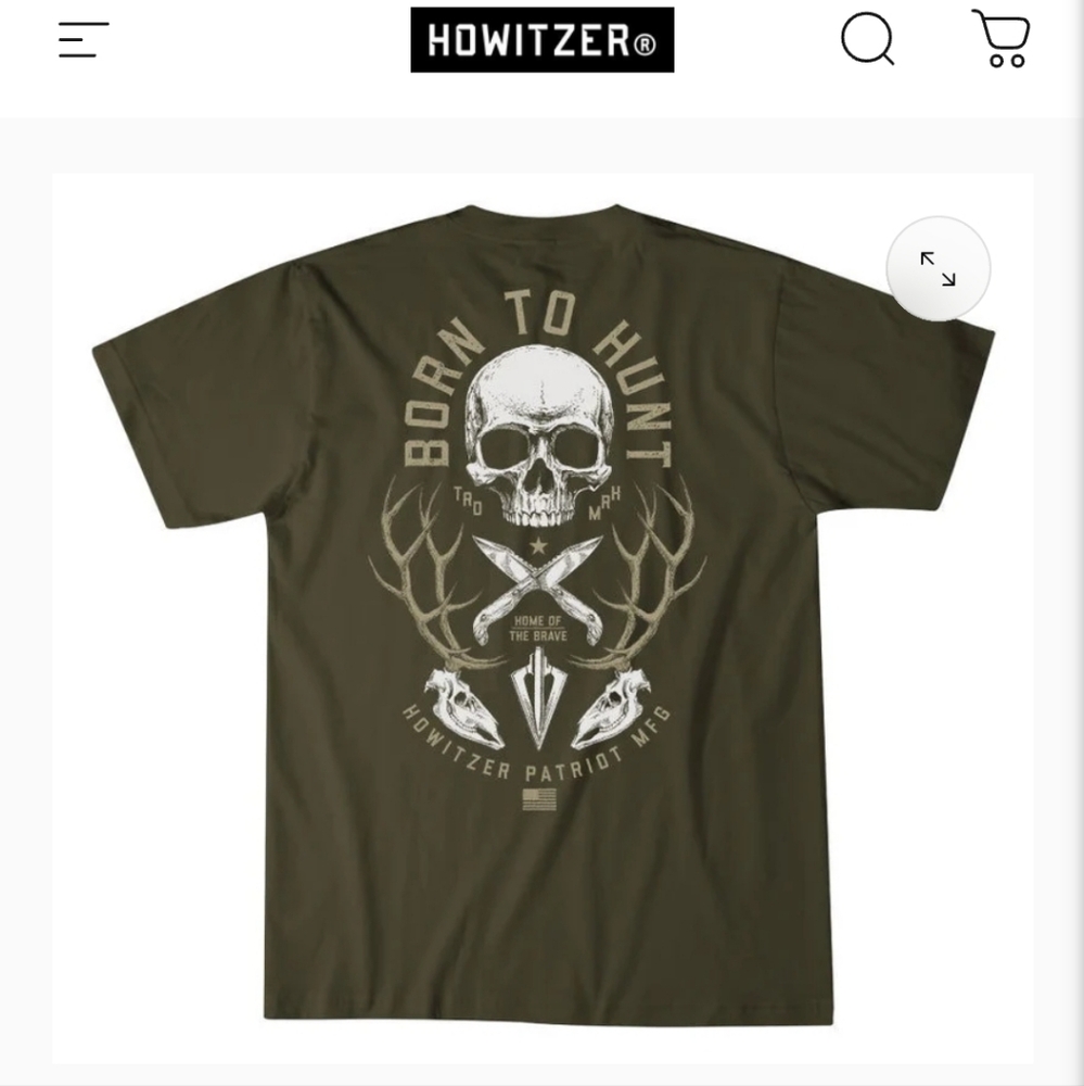 NEW Men's‎ Howitzer Olive Green  Born To Hunt Graphic T-Shirt Size Medium